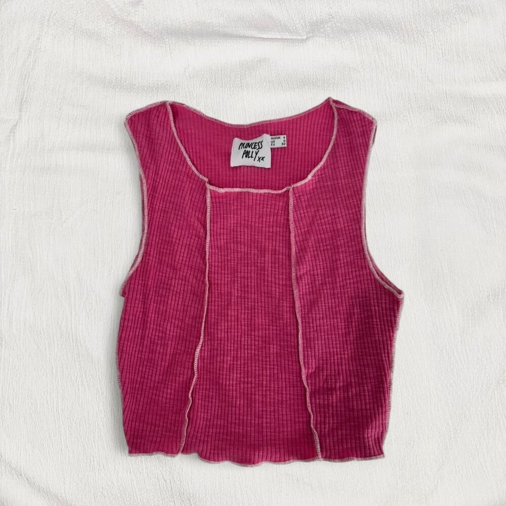 Princess Polly Hot Pink Crop Tank Top in Size 0